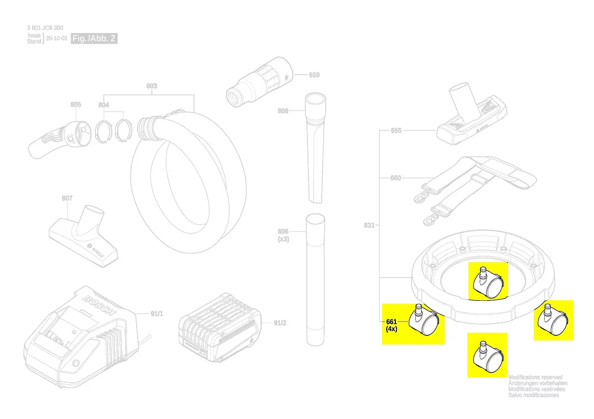 Roulettes réf. 1 600 A01 T49 Bosch